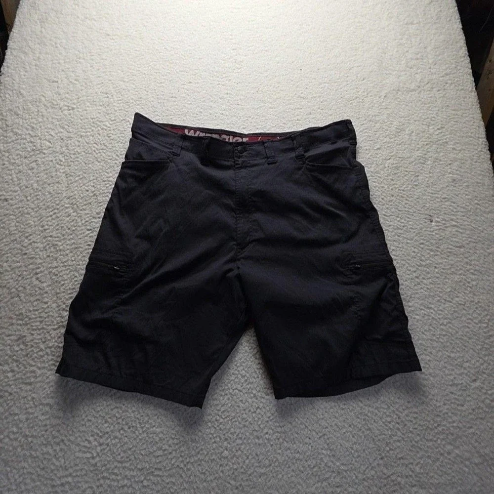 Wrangler Cargo Shorts Mens 44 Black Nylon Microfiber Stretch 10 Inseam Travel